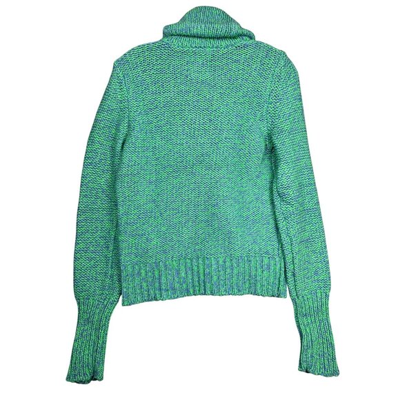 Vintage Y2K American Eagle Shawl Collar Sweater Large Marled Green Blue Grandpa - Picture 4 of 9